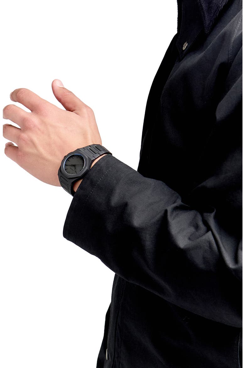 Shadow Polycarbon Bracelet Watch, 40.5mm, Alternate, color, BLACK