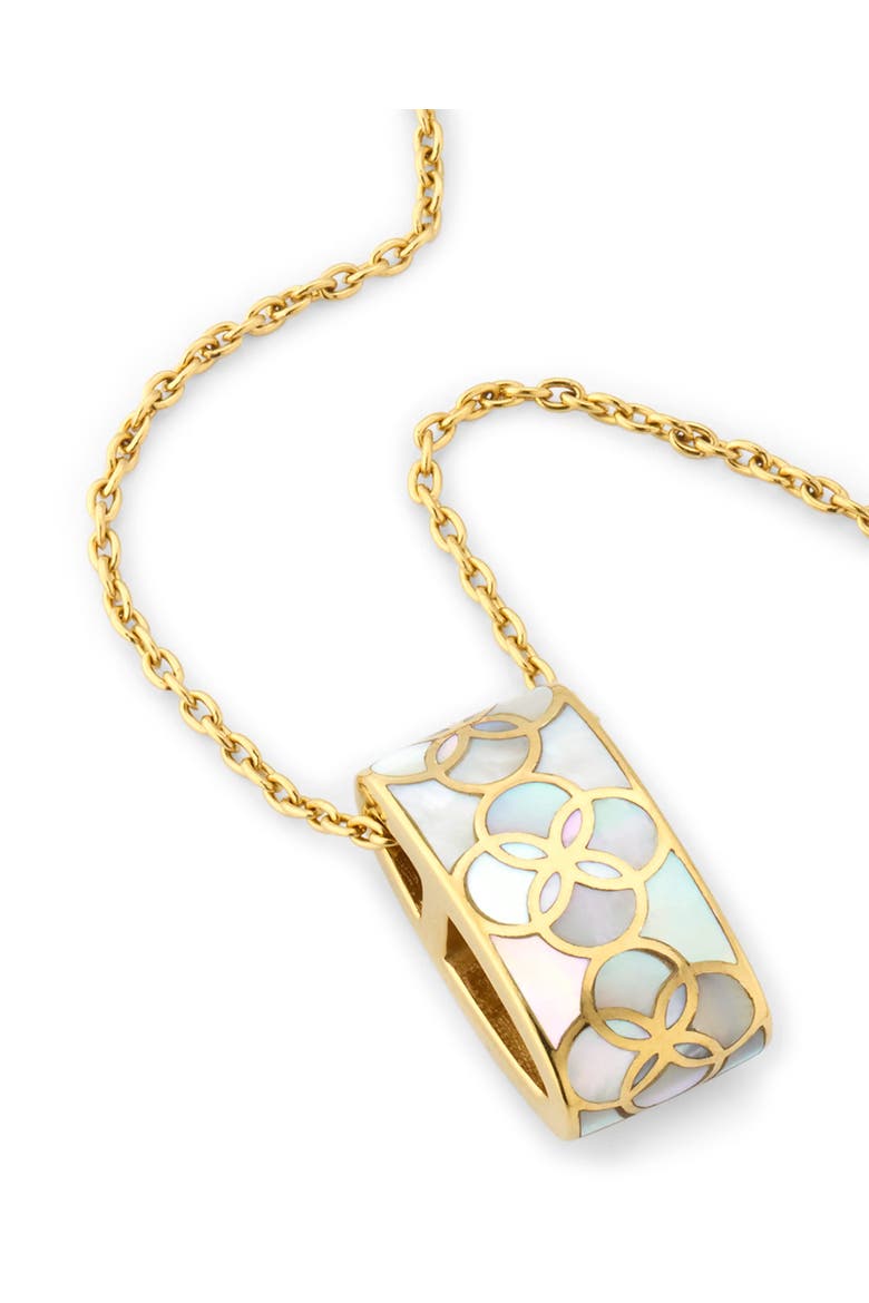 Sterling With 18K Gold Overlay And Gemstones Drop Pendent Necklace, Alternate, color, WHITE