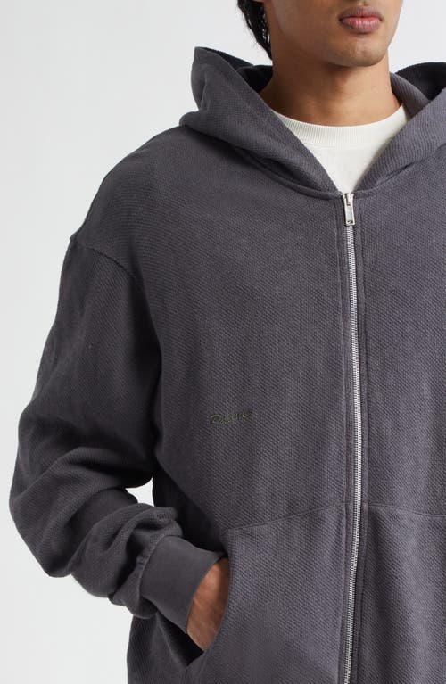 Palmes Waffle Stitch Zip Hoodie In Charcoal
