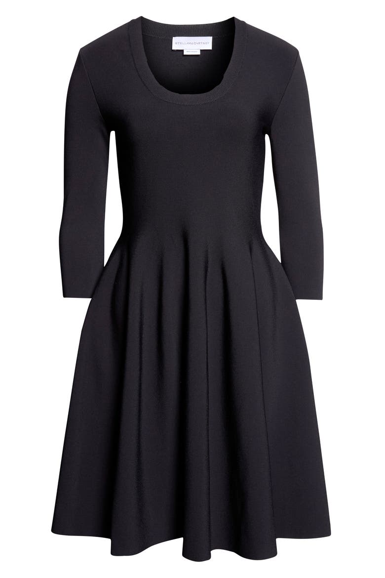 Milano Stitch Fit & Flare Sweater Dress, Alternate, color, BLACK