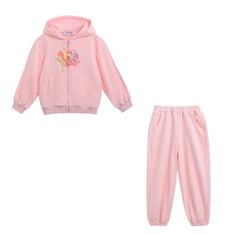 Bow Detail Tracksuit Set (Toddler & Little Kid)