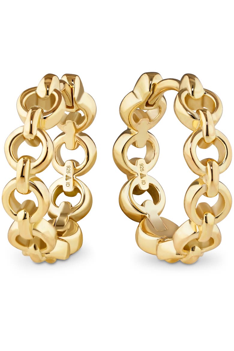 Cable Link Hoop Earrings in Gold Plated Sterling Silver, Main, color, Yellow Gold