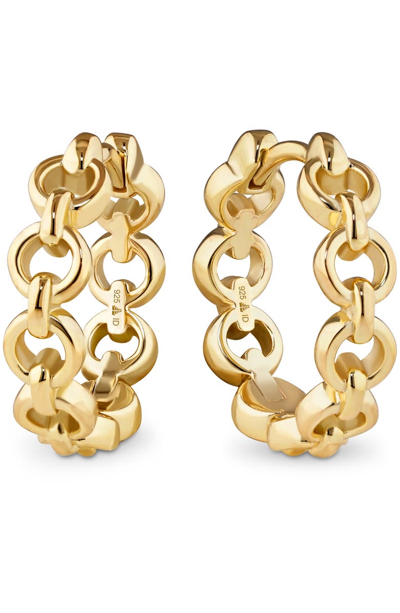 DEVATA Cable Link Hoop Earrings in Gold Plated Sterling Silver, Main, color, Yellow Gold