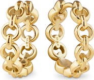 DEVATA Cable Link Hoop Earrings in Gold Plated Sterling Silver