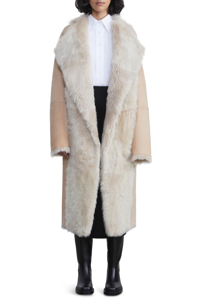 Reversible Genuine Shearling Coat, Main, color, DUNE