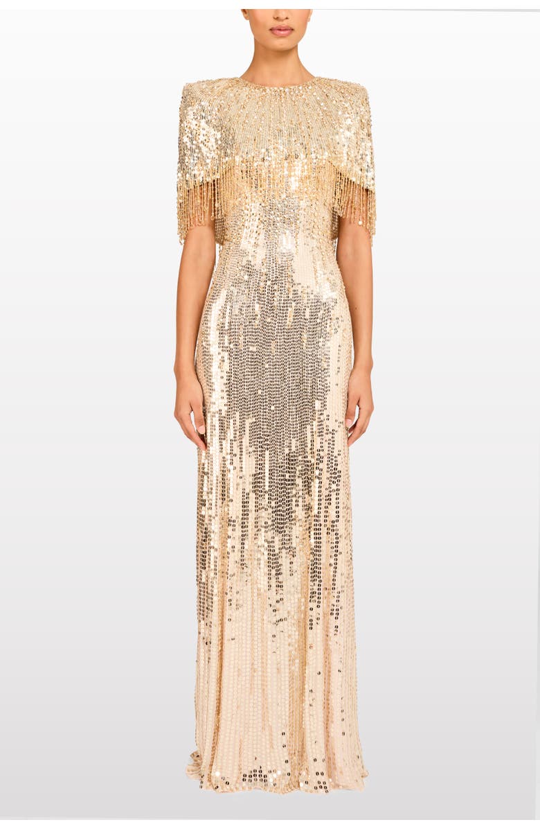 Jenny Packham Blake Sequin-Embellished Maxi Dress, Alternate, color, Sugar