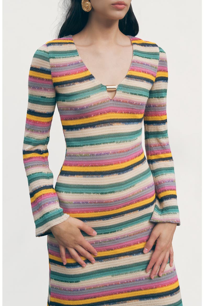 Priscilla Long Sleeve Stripe Knit Dress, Alternate, color, MULTI PLAID