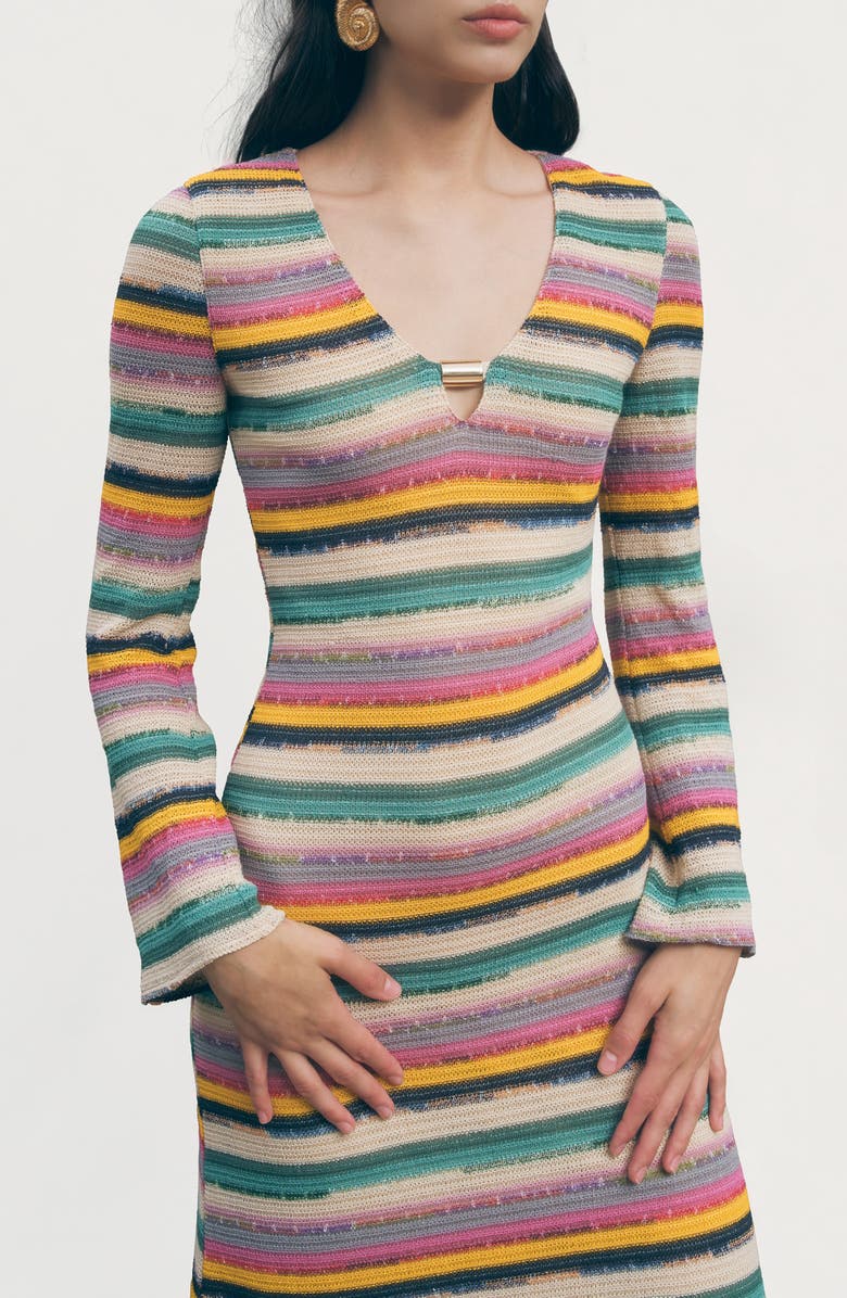MAUDE CLUB Priscilla Long Sleeve Stripe Knit Dress, Alternate, color, Multi Plaid