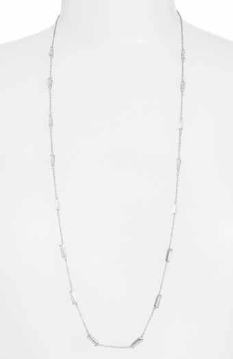 CZ by Kenneth Jay Lane Long Baguette Cubic Zirconia Station Necklace