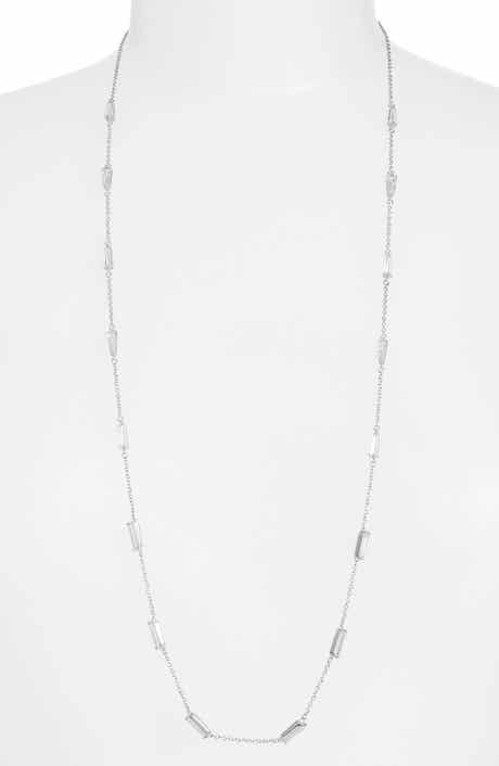 CZ by Kenneth Jay Lane Long Baguette Cubic Zirconia Station Necklace