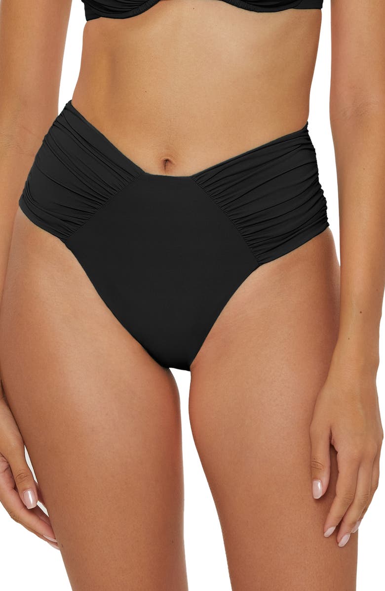 Becca Color Code High Cut Bikini Bottoms, Main, color, Black