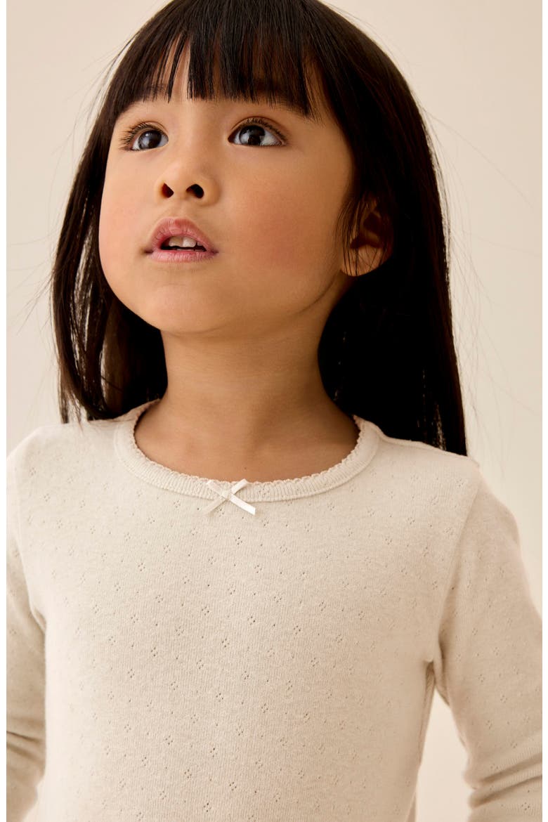 Kids' Long Sleeve Cotton Pointelle Top, Alternate, color, WHITE