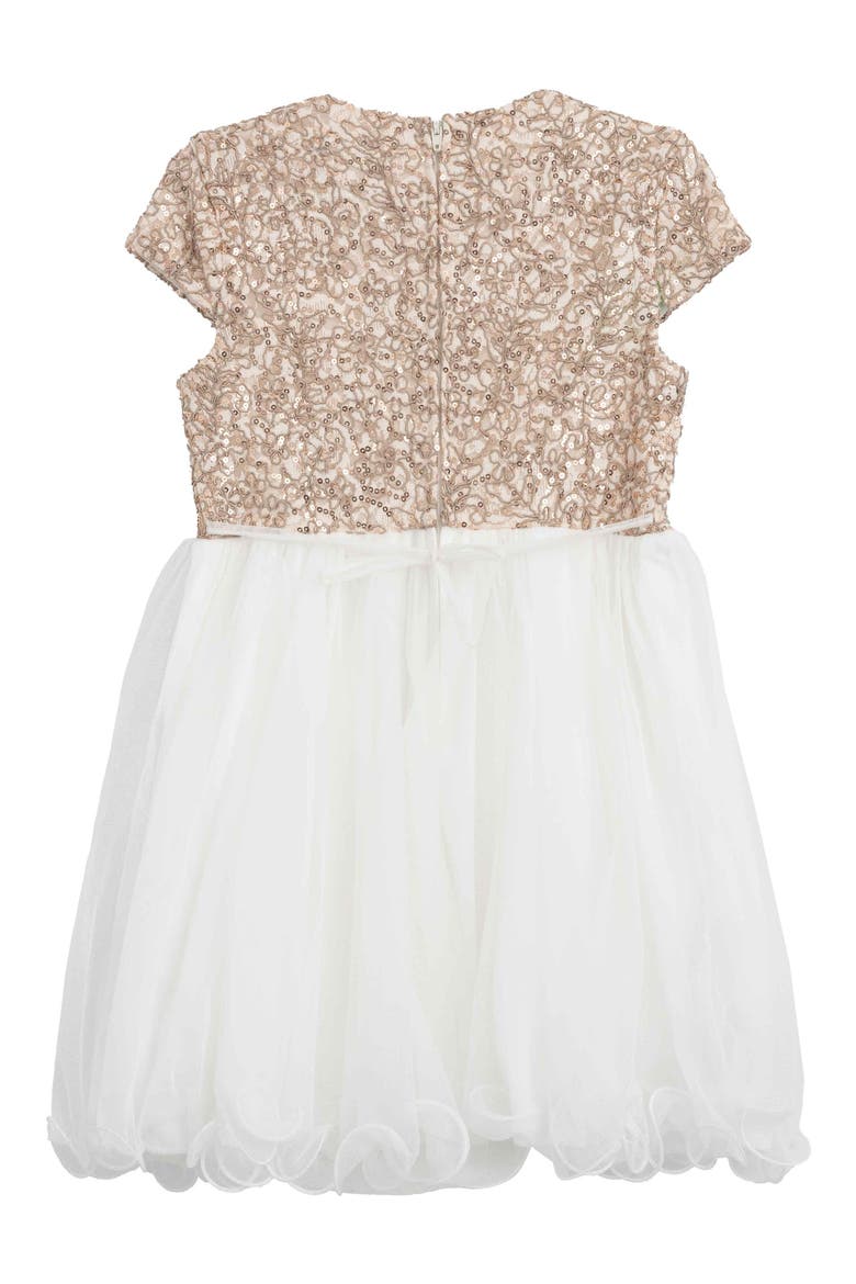 Kids' Sequin Lace & Tulle Fit & Flare Dress, Alternate, color, CAPPACINNO
