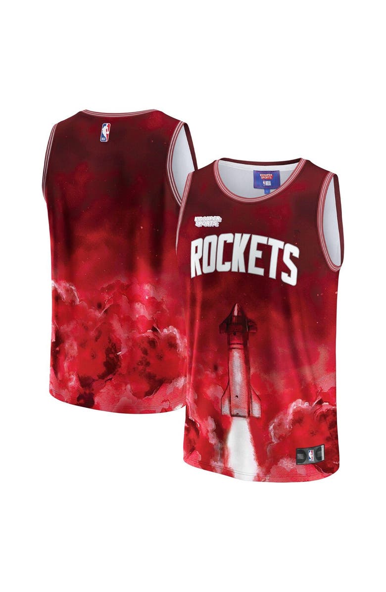 NBA X KIDSUPER Unisex NBA & KidSuper Studios by Fanatics Red Houston Rockets Hometown Jersey, Main, color, Red
