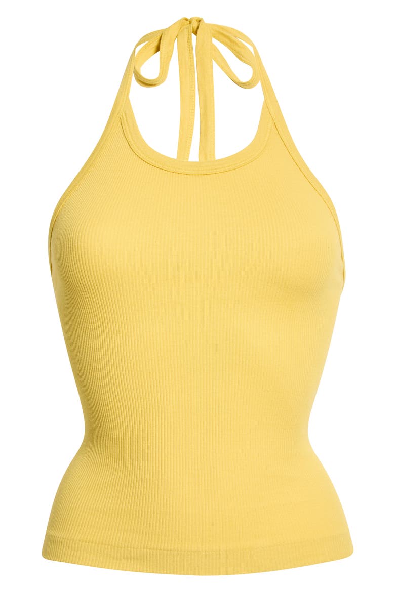 Sylvie Ribbed Halter Tank, Main, color, DANDELION