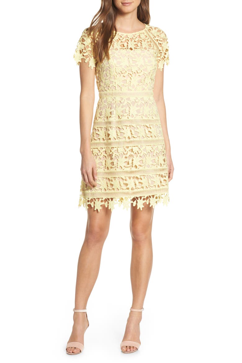 Open Lace Dress, Main, color, YELLOW