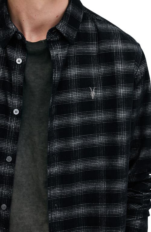 Allsaints Eastburn Checked Corduroy Ramskull Shirt In Black