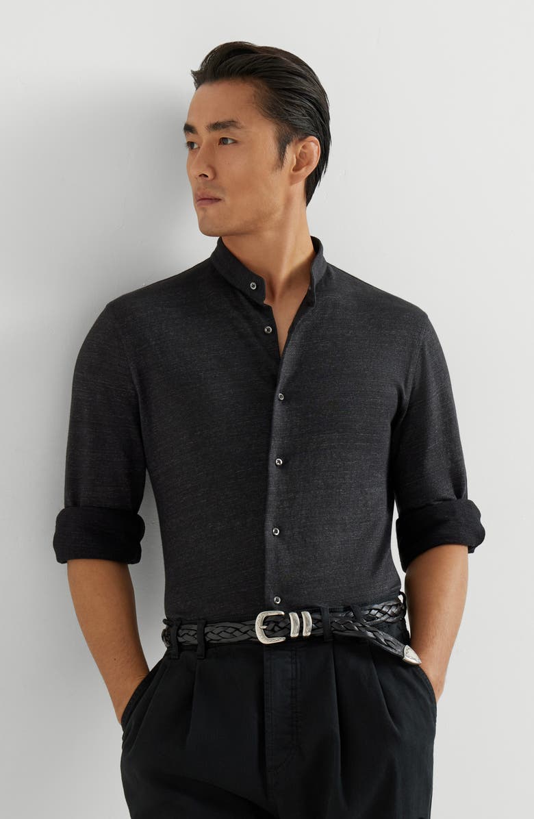 Brunello Cucinelli Jersey shirt, Alternate, color, Anthracite