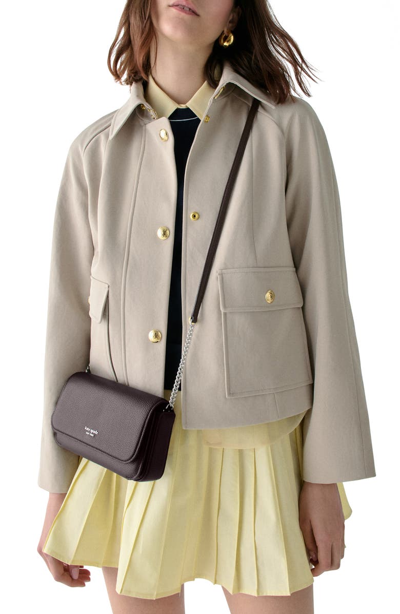 Kate Spade New York ava leather wallet on a chain, Alternate, color, Hot Fudge