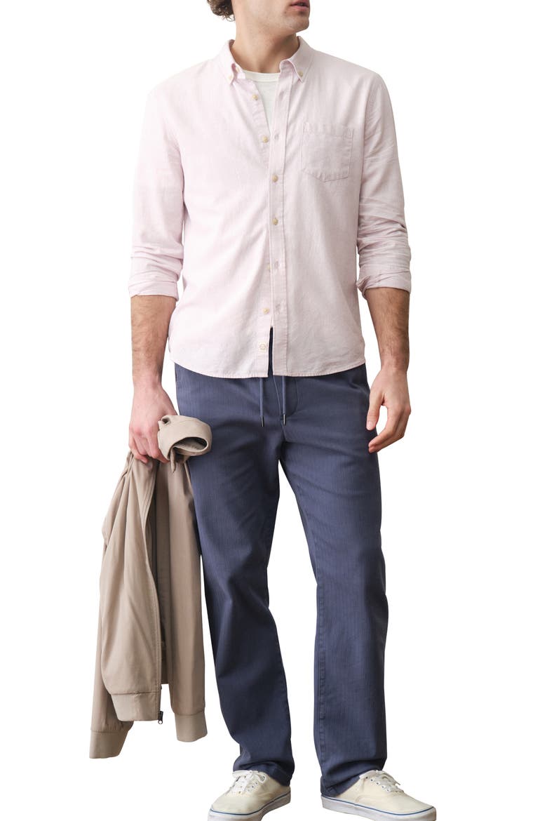 Better-than-Linen Hemp Blend Button-Up Shirt, Alternate, color, LAVENDER MIST STRIPE