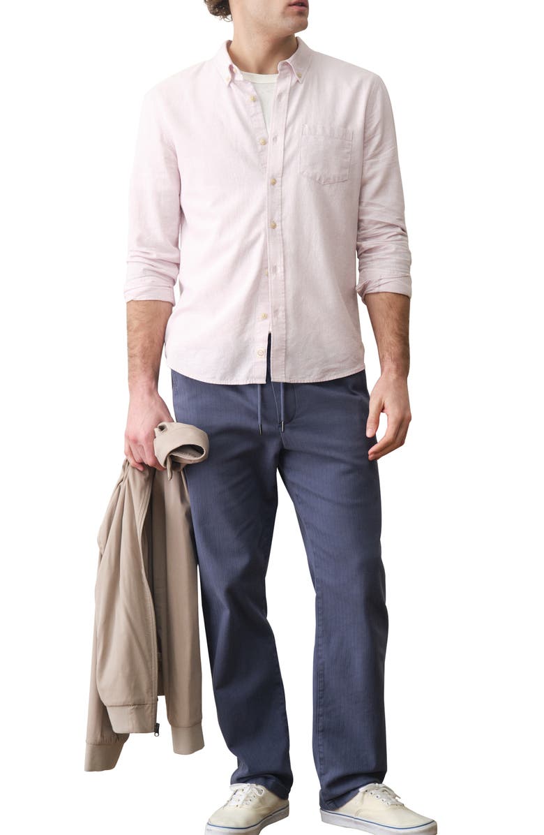 Marine Layer Better-than-Linen Hemp Blend Button-Up Shirt, Alternate, color, Lavender Mist Stripe