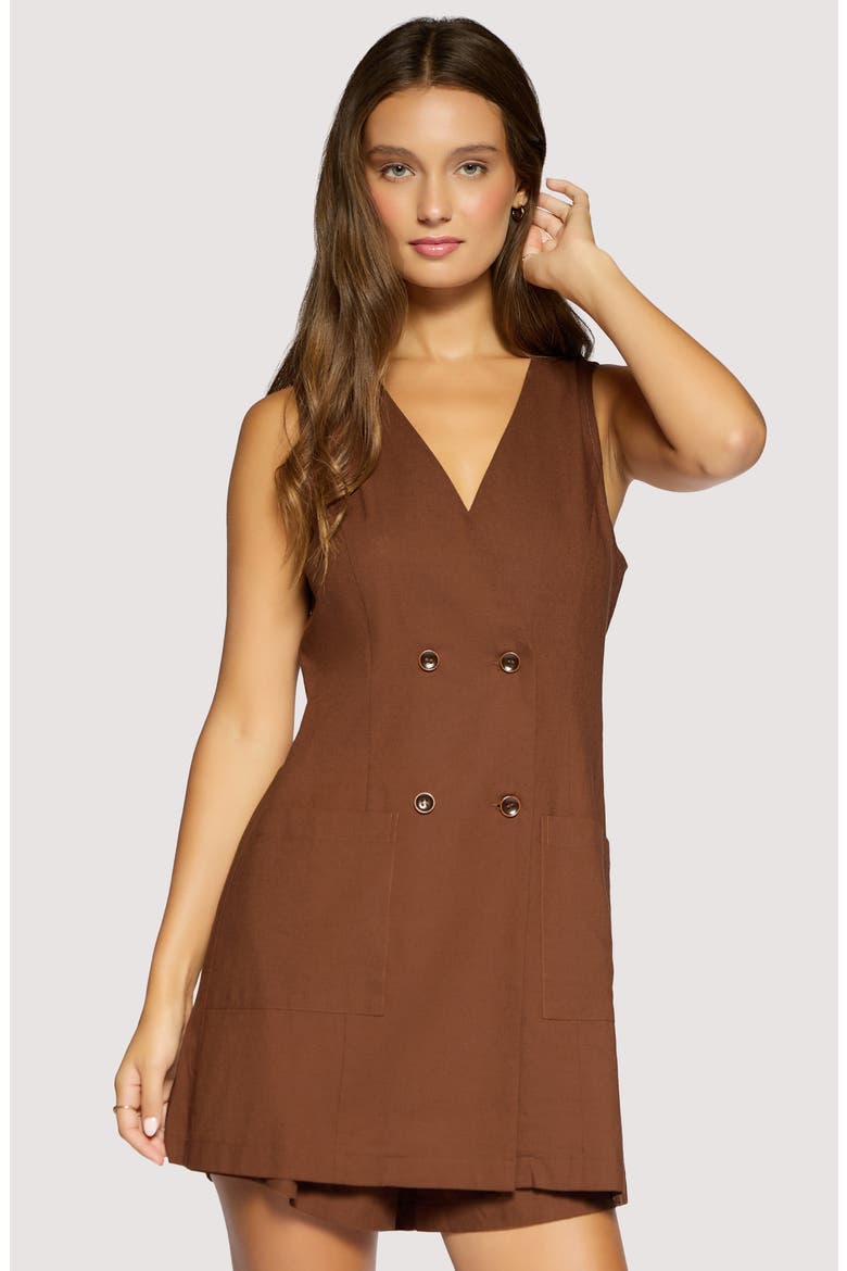 Inez Sleeveless Skort Romper, Alternate, color, BROWN