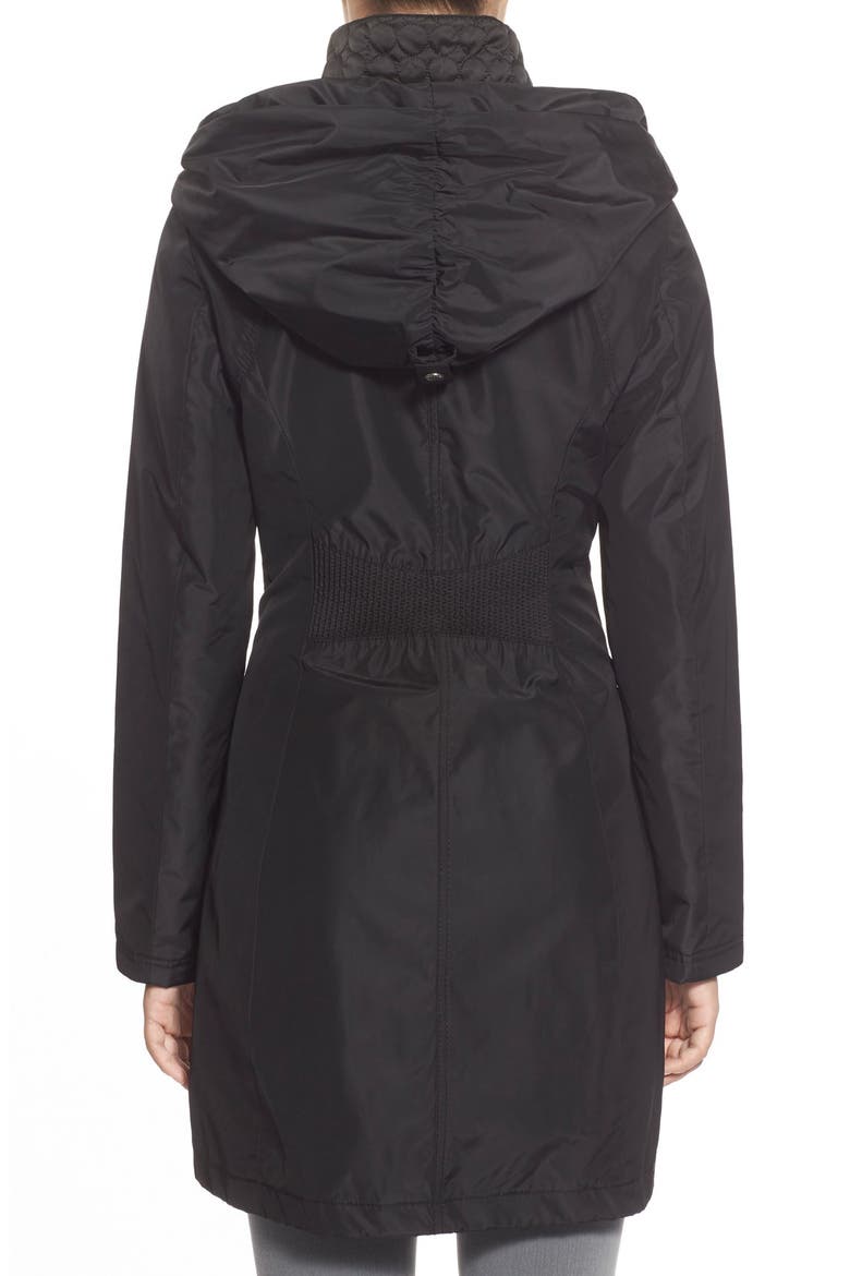 Pillow Collar Raincoat with Detachable Quilted Hooded Bib Insert, Alternate, color, BLACK