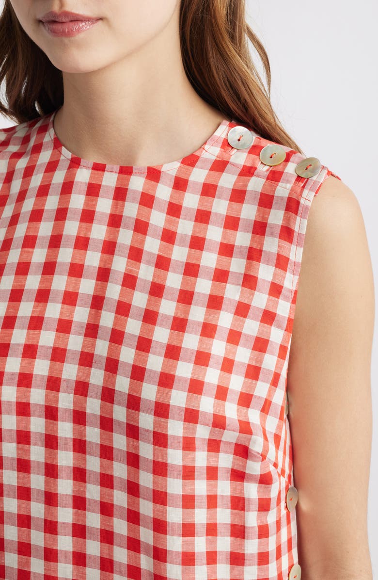 DÔEN Coralie Gingham Minidress, Alternate, color, Scarlet Marilyn Gingham