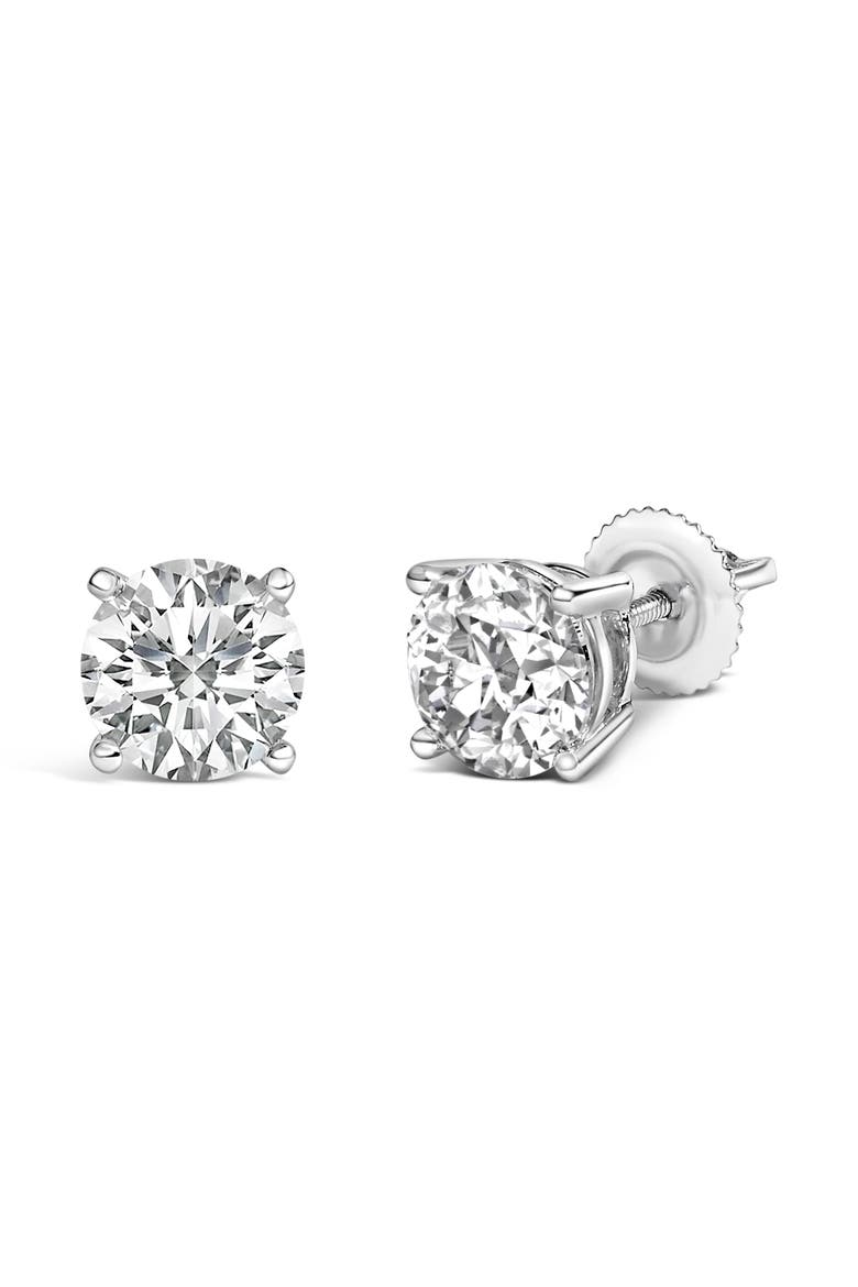 14K White Gold 2 1/2 Cttw Lab Grown Diamond Solitaire Stud Earrings, Alternate, color, White