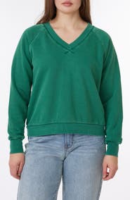 C & C California Delilah Sunwashed Fleece V-Neck Sweatshirt