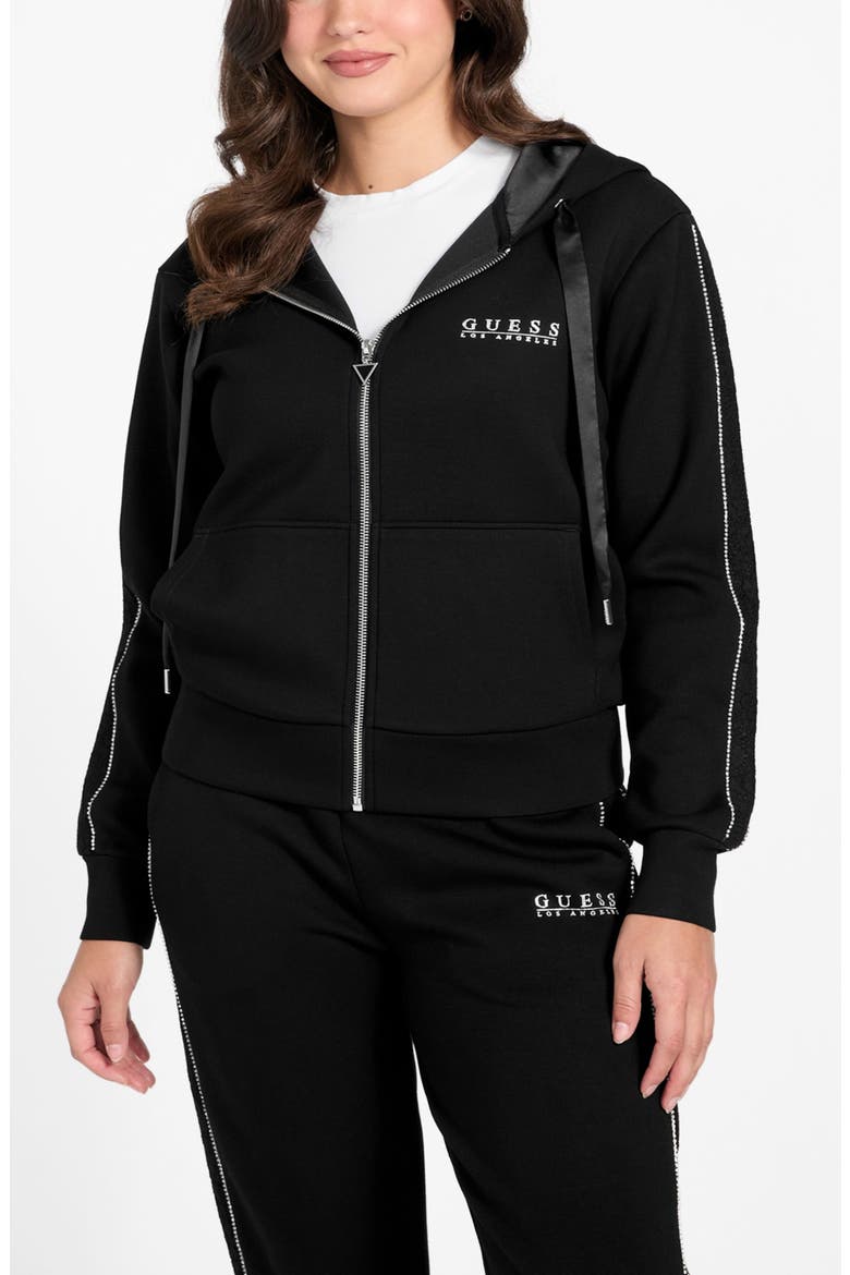 Rhinestone Embellished Zip Hoodie, Main, color, JET BLACK-BLACK