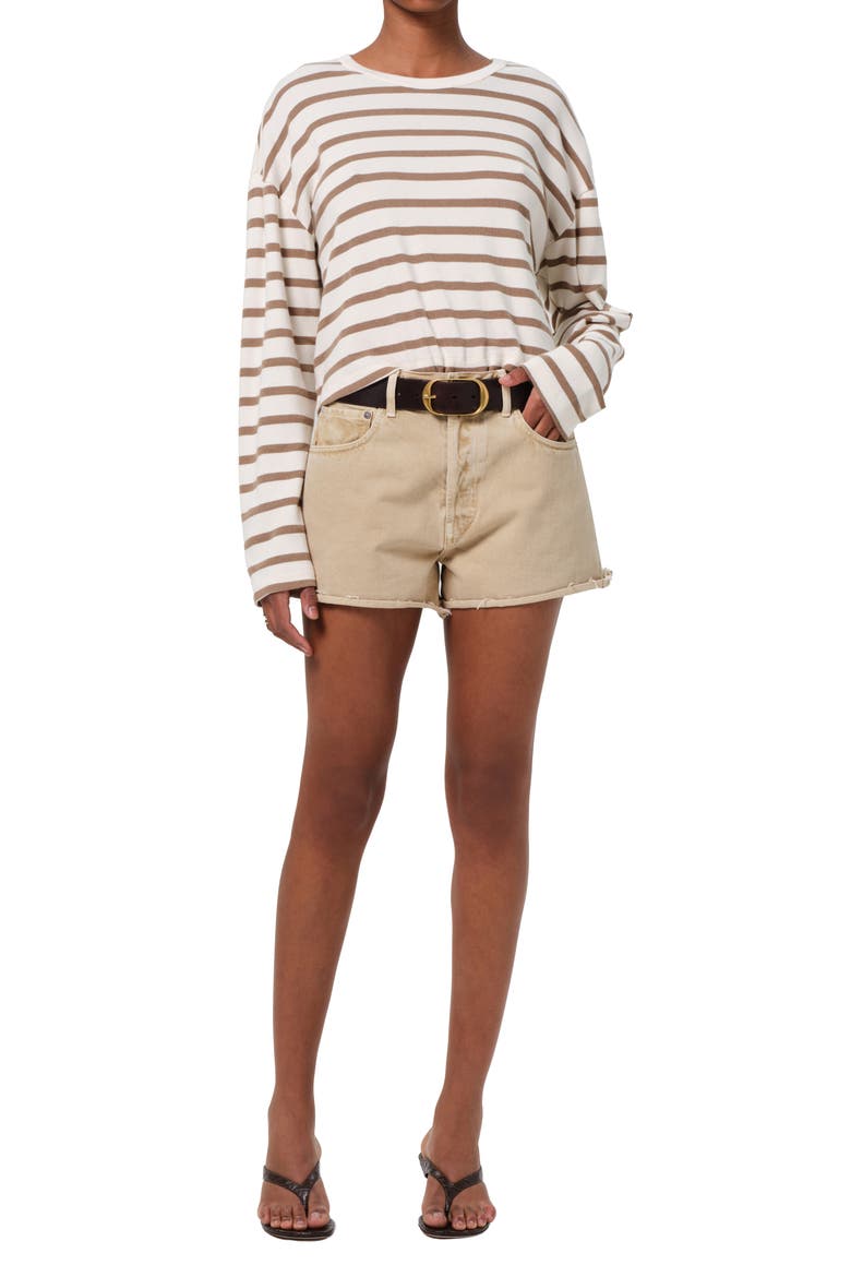 Marlow High Waist Denim Cutoff Shorts, Alternate, color, HEMPSEED