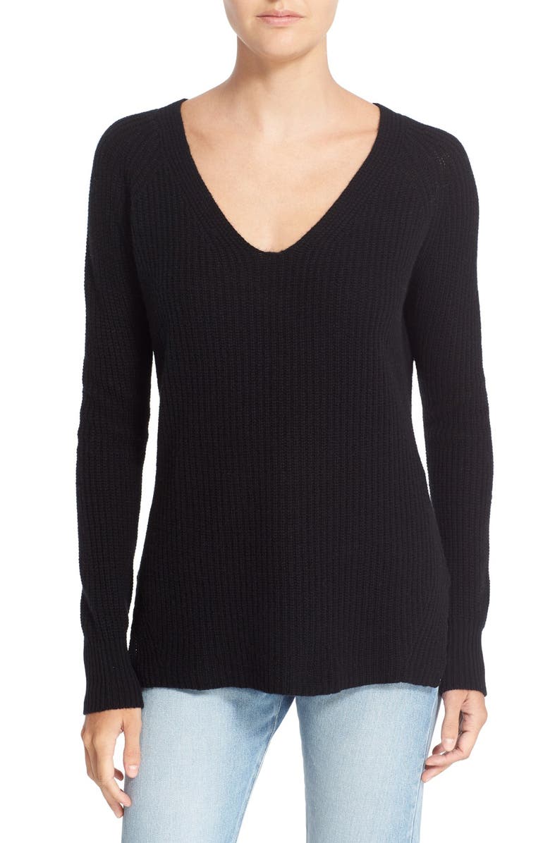 autumn cashmere Shaker Stitch Cashmere V-Neck Sweater, Main, color,