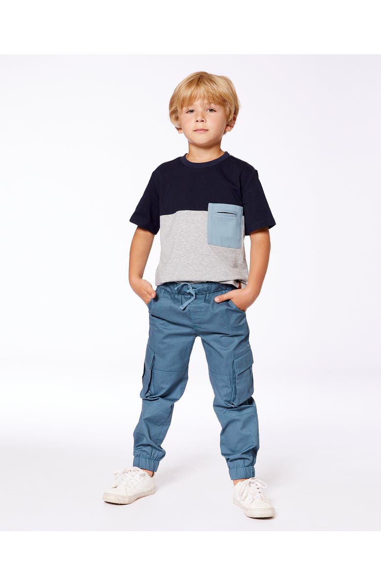 Deux par Deux Boy's Parachute Cargo Pocket Jogger Pants Dark Teal, Alternate, color, 