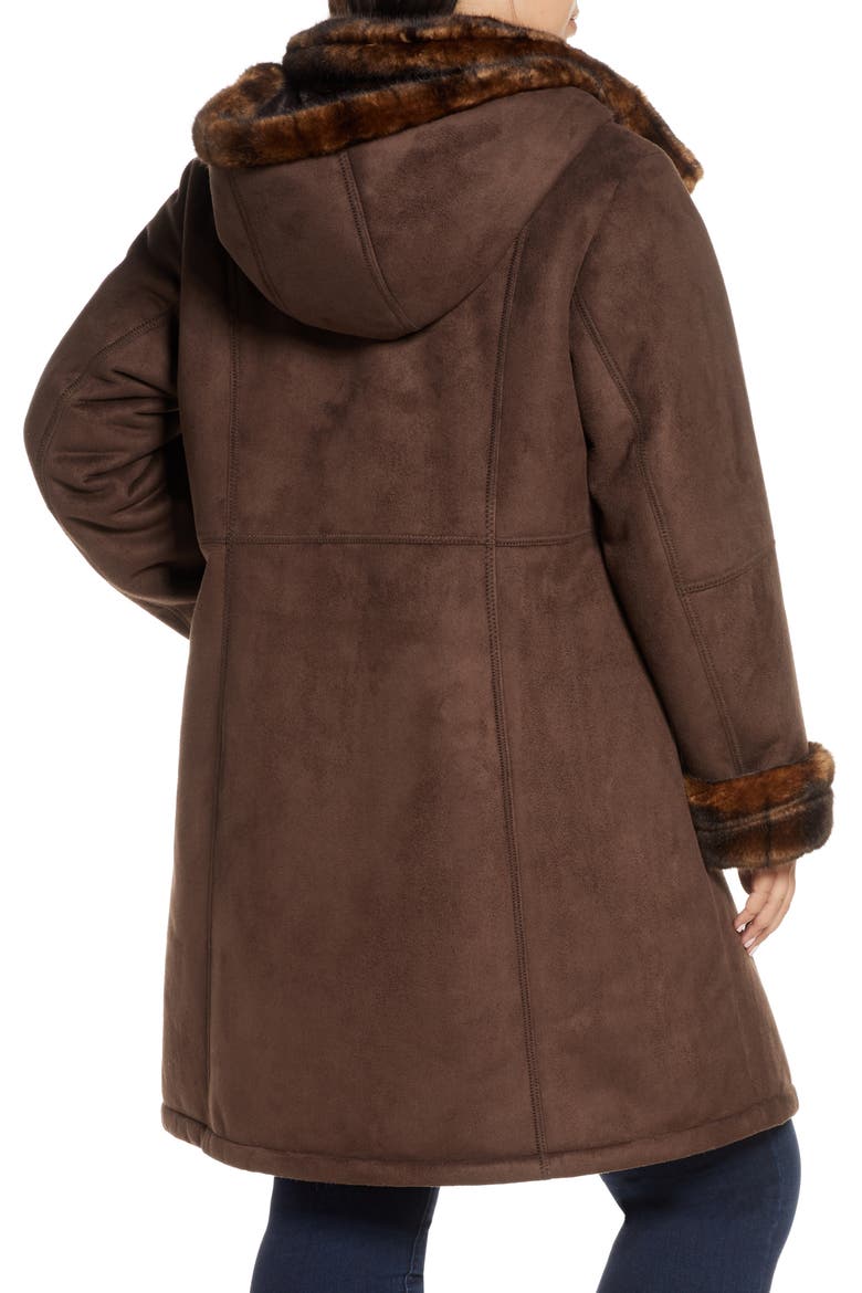 Faux Fur Lined Hooded Coat, Alternate, color, CHOCOLATE