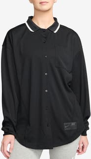 Nike Sportswear Oversize Long Sleeve Jersey Button-Up Shirt