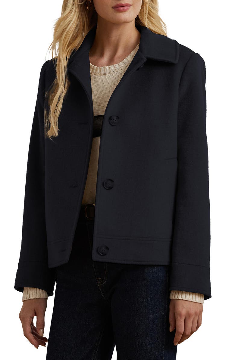 Lauren Ralph Lauren Wool Blend Felted Jacket, Main, color, Regal Navy