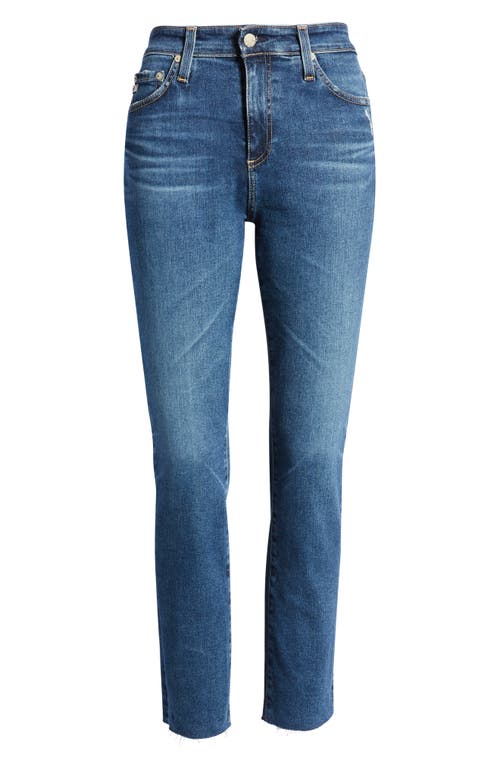 Ag Mari Raw Hem High Waist Crop Straight Leg Jeans In 12 Years Blue Dusk