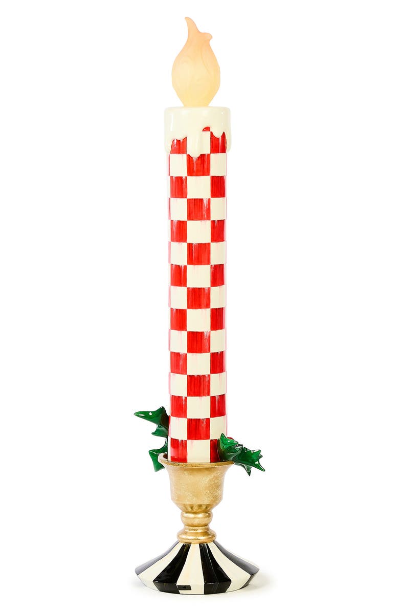 MACKENZIE CHILDS Check It Out Large Illuminated Candle Decoration, Alternate, color, Red