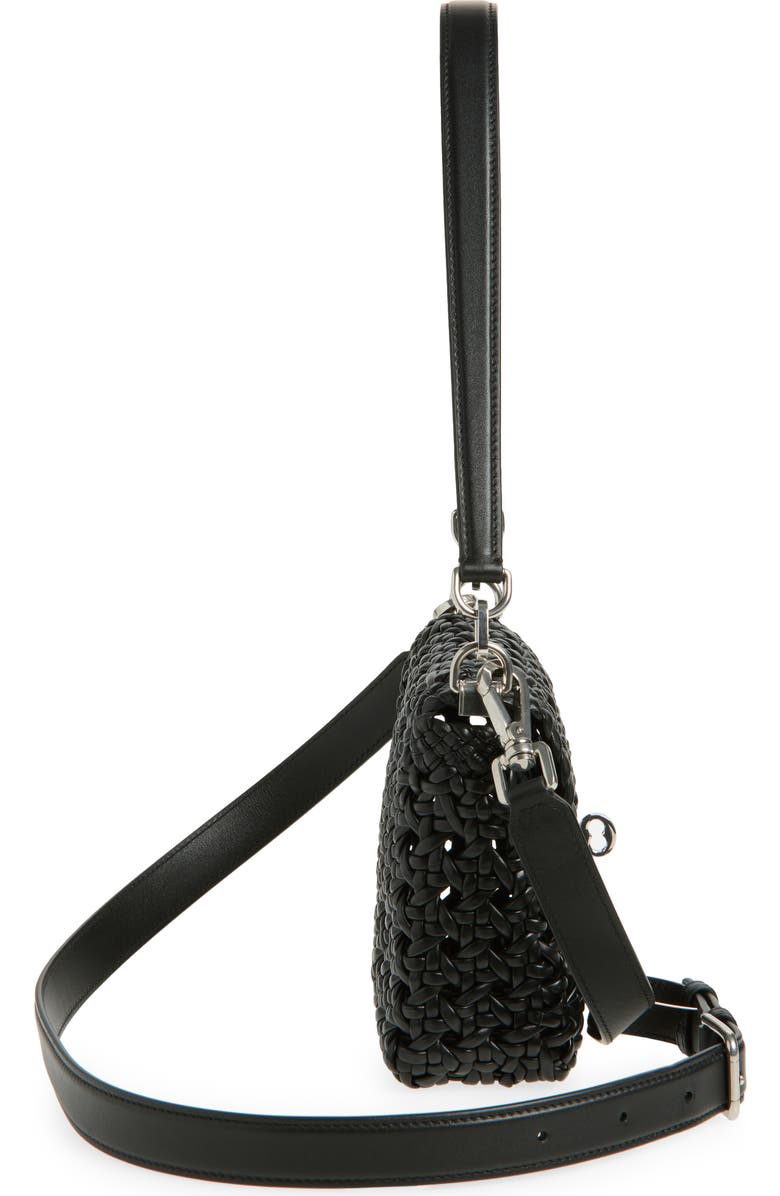 Dolce&Gabbana Marlene Woven Leather Shoulder Bag, Alternate, color, Black/ Black