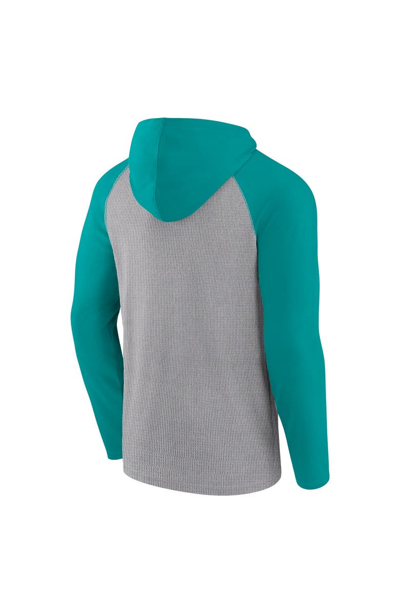 FANATICS Men's Fanatics Gray/Aqua Miami Dolphins Under Center Long Sleeve Hoodie T-Shirt, Alternate, color, Gray