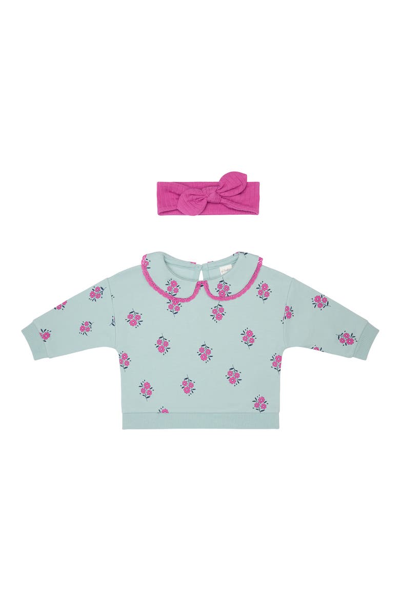 Collared Sweatshirt, Leggings & Headband Set, Alternate, color, FLOWER