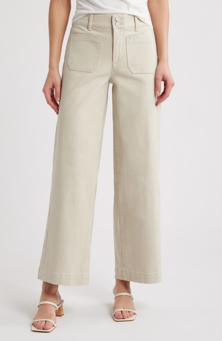 Wit & Wisdom Emma Patch Pocket High Waist Wide Leg Jeans, Main, color, Birch