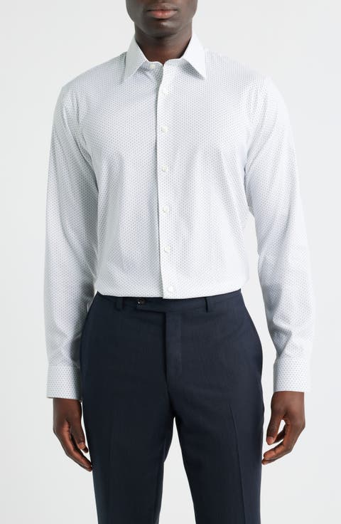 Trim Fit Patterned Premium Performance Twill Dress Shirt (Regular, Big & Tall)