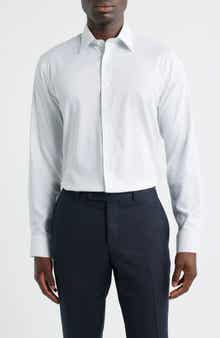 Trim Fit Patterned Premium Performance Twill Dress Shirt