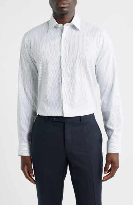 Trim Fit Patterned Premium Performance Twill Dress Shirt