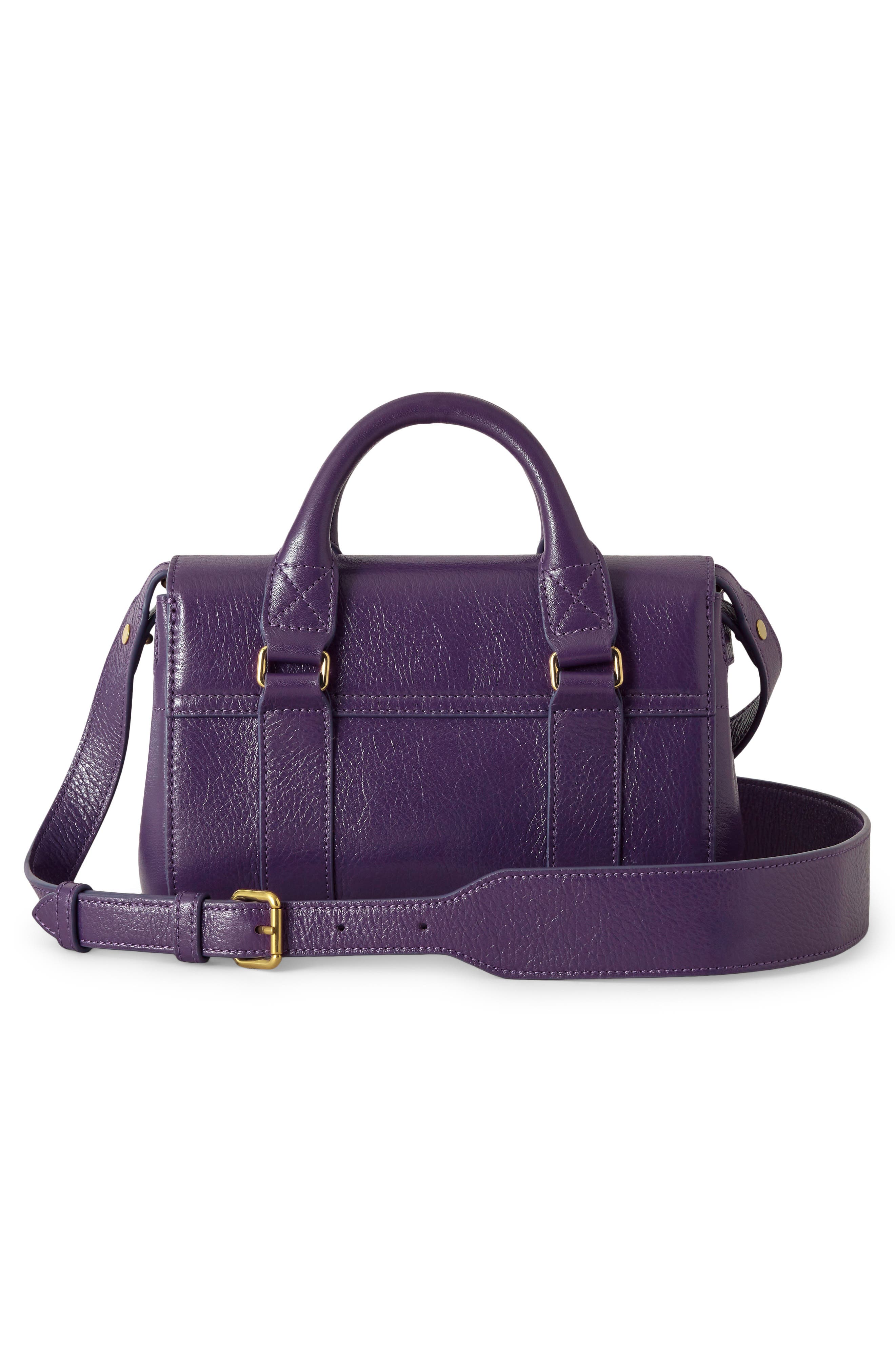 Mini Bayswater High Shine Leather Handbag, Alternate, color, AMETHYST