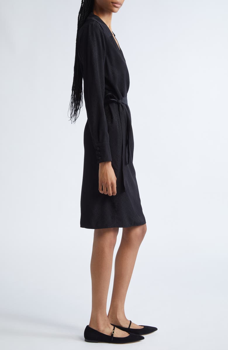 Emporio Armani Long Sleeve Jacquard Faux Wrap Dress, Alternate, color, Black