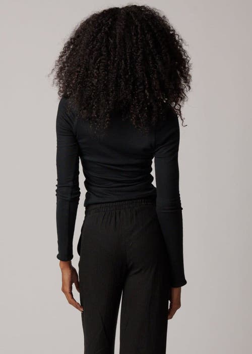 Leisure Lab Long Sleeve Rib Shirt In Black