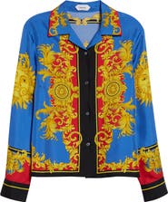 Versace Barocco Print Silk Twill Bowling Shirt